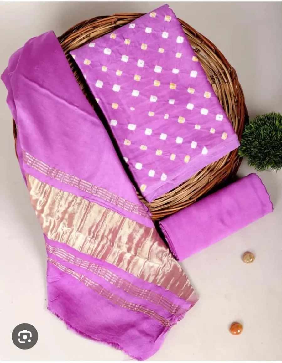 Semi Tussar Bhagalpuri Suit with Shibori Design – Elegant & Handcrafted Ethnic Wear